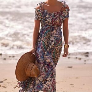 Anthropologie boho maxi dress paisley floral